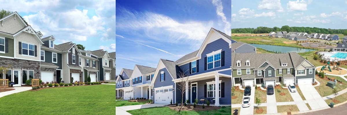 Real photos of Union County neighborhoods — new construction, historic downtown Marvin, and Weddington