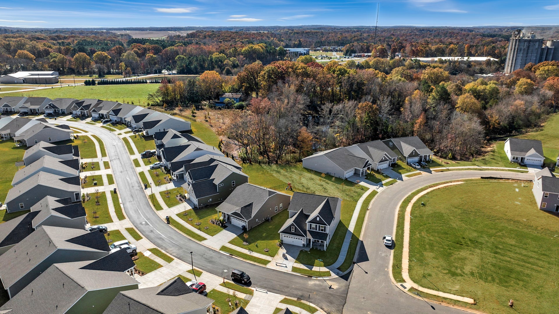 Aerial view of Cottages at Marvin neighborhood in Union County